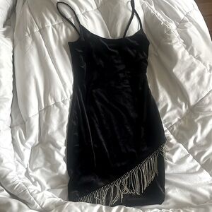 body-con black cocktail dress